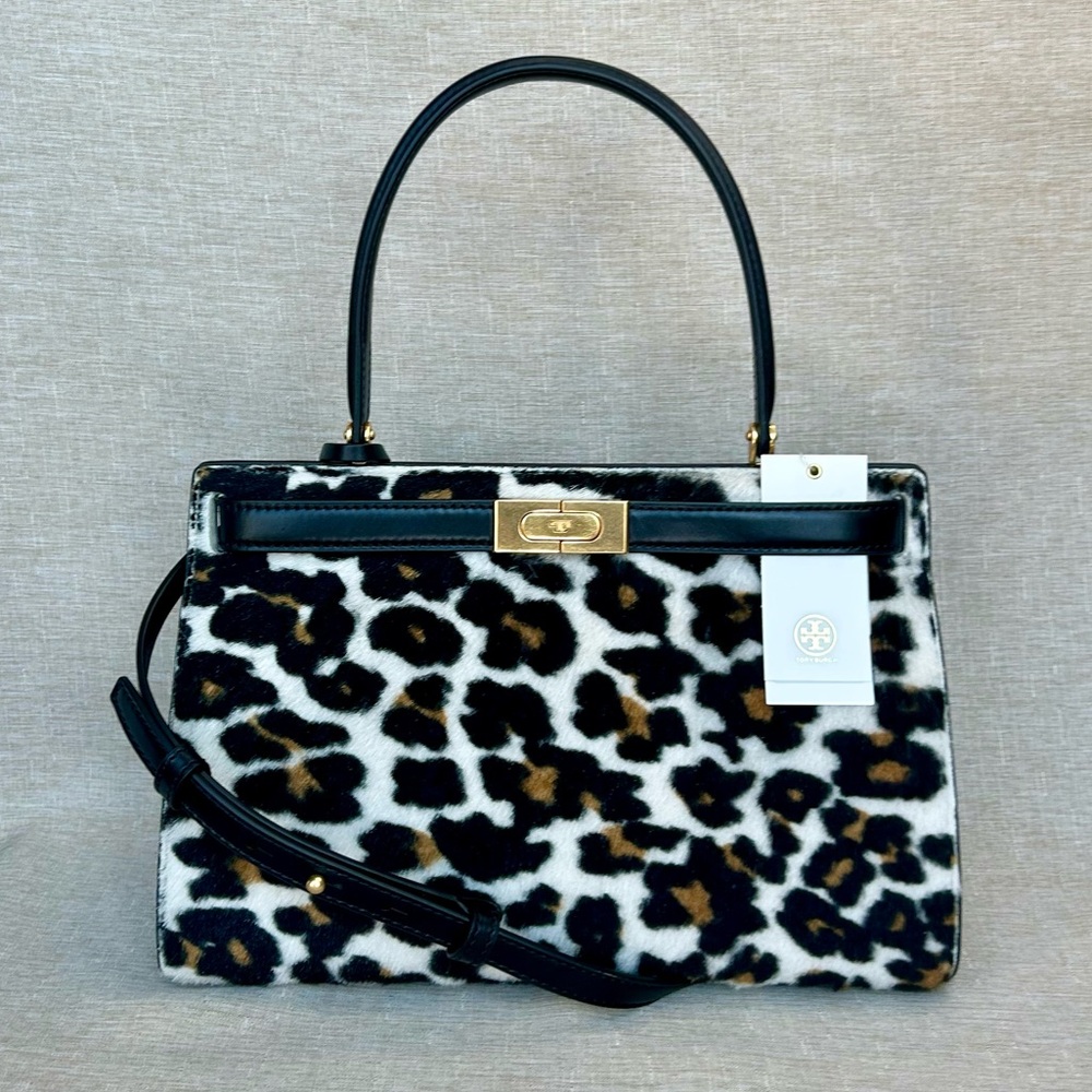 NWT Tory Burch Lee Radziwill Structured Leopard Shearling Bag - Picture 11 of 11